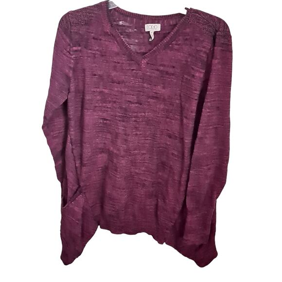Logo Lori Goldstein Shark Bite Purple Marled Sweater Size Medium - Picture 7 of 12